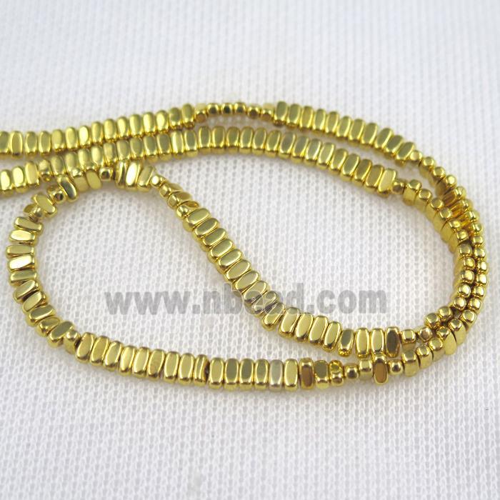 Hematite beads, oval, gold plated