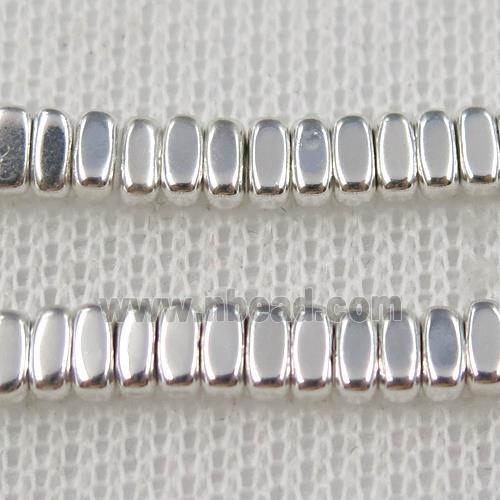 Hematite beads, oval, silver plated