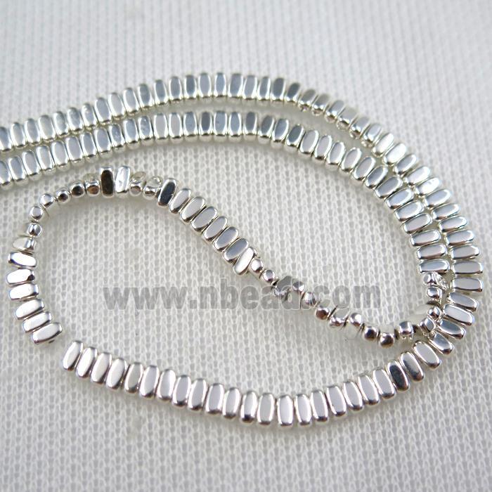 Hematite beads, oval, silver plated