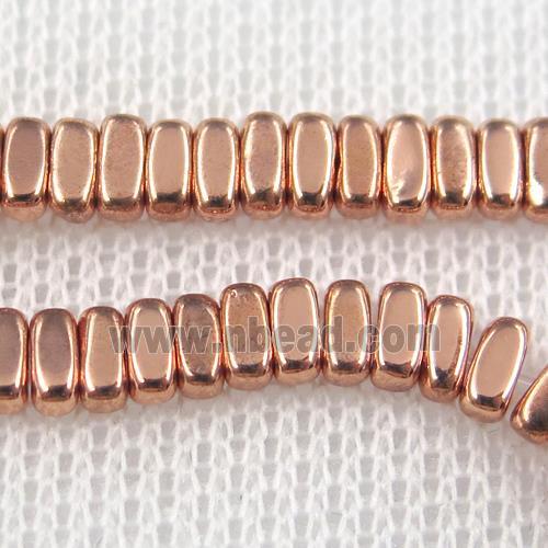 Hematite beads, oval, rose gold