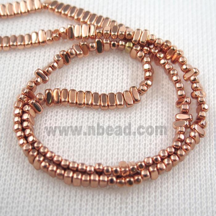Hematite beads, oval, rose gold