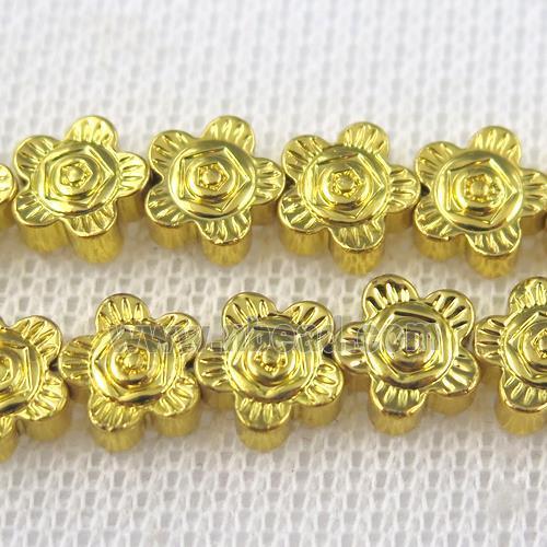 Hematite beads, gold plated