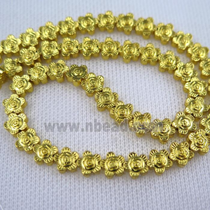 Hematite beads, gold plated