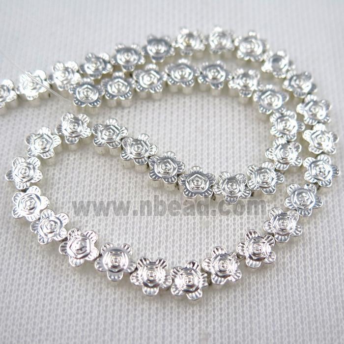 Hematite beads, silver plated