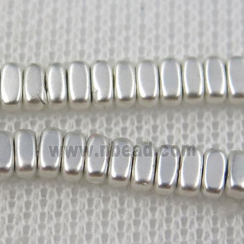 Hematite beads, oval, silver plated