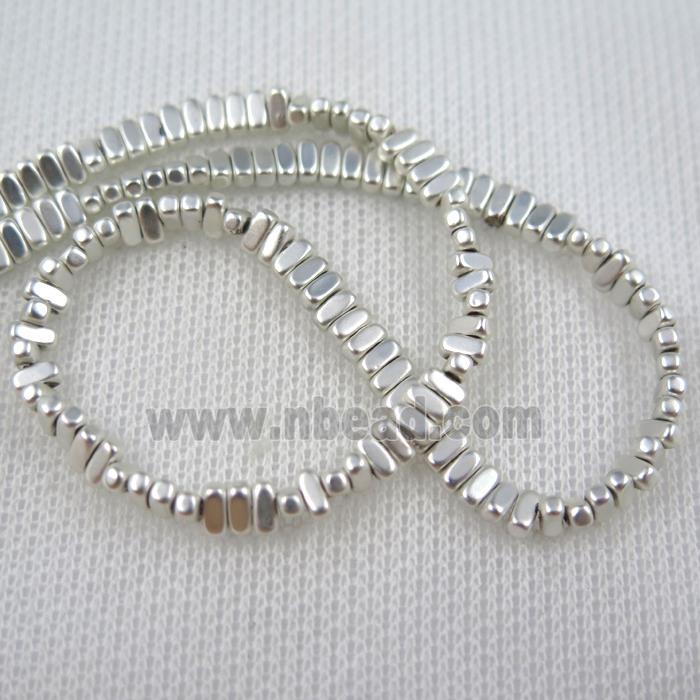 Hematite beads, oval, silver plated