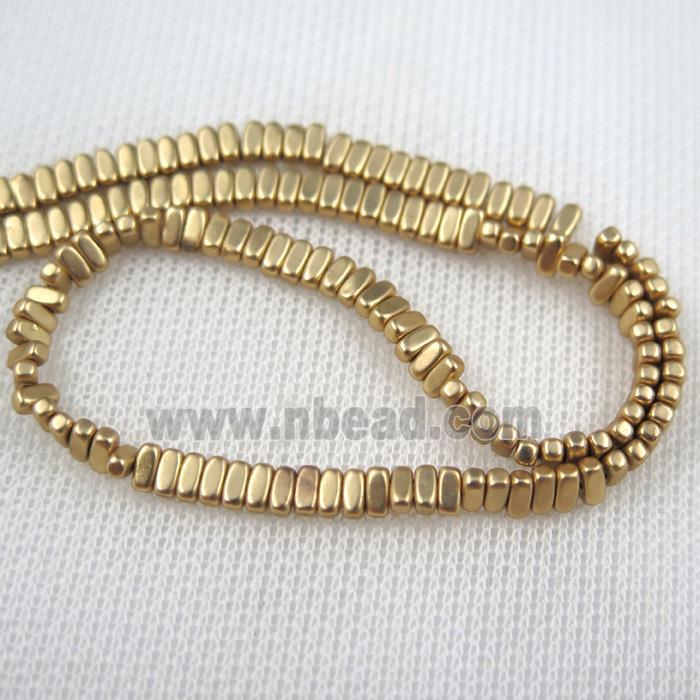 Hematite beads, oval, lt.golden