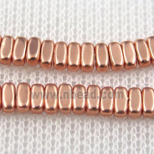 Hematite beads, oval, rose gold