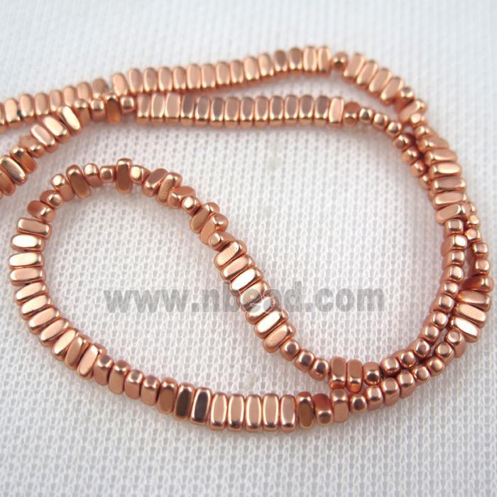 Hematite beads, oval, rose gold