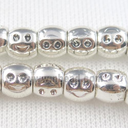 Hematite beads, smile, silver plated