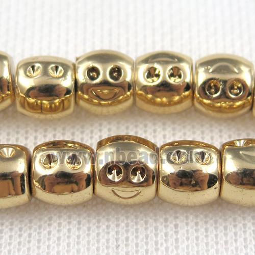 Hematite beads, smile, lt.golden