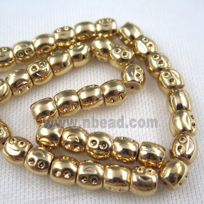 Hematite beads, smile, lt.golden