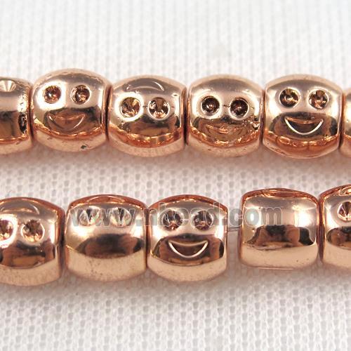 Hematite beads, smile, rose gold