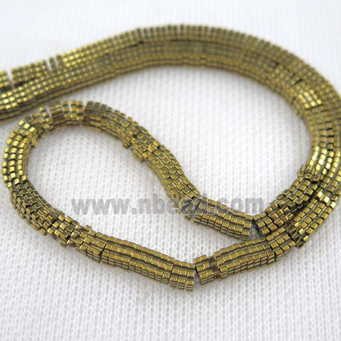 matte Hematite beads, faceted oval, gold plated