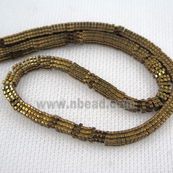 Hematite beads, square slice, Chocolates