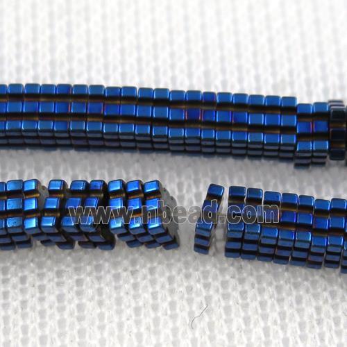 Hematite beads, square slice, blue plated