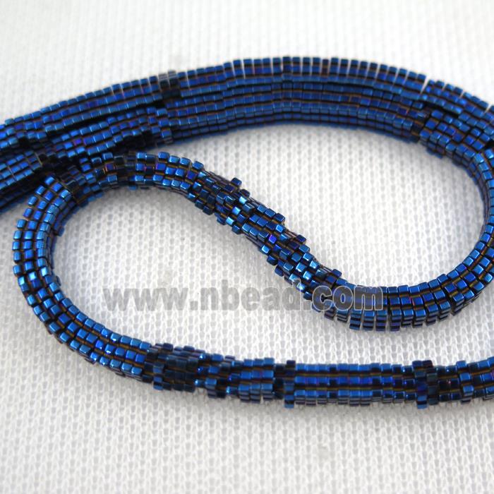Hematite beads, square slice, blue plated