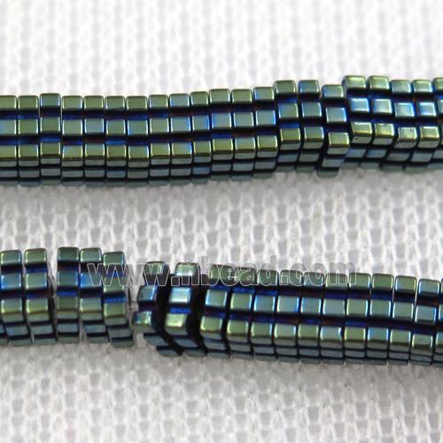 Hematite beads, square slice, green plated