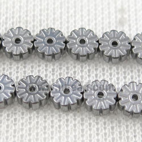 Plum blossom Hematite beads, silver plated