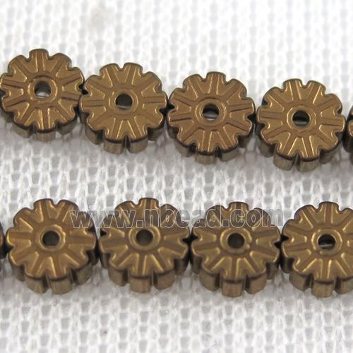 Chocolates Plum blossom Hematite beads, copper