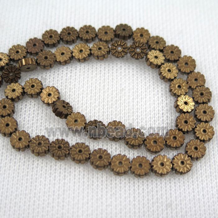 Chocolates Plum blossom Hematite beads, copper