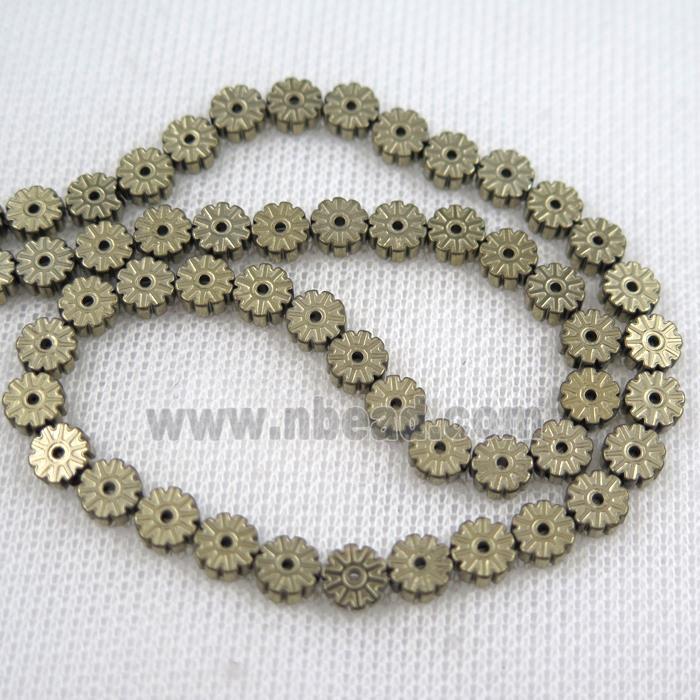Plum blossom Hematite beads, lt.golden