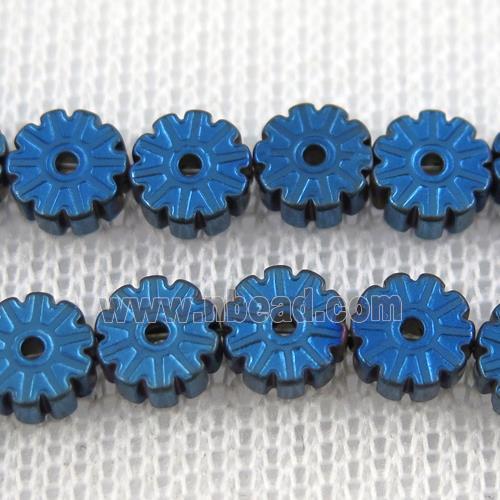 Plum blossom Hematite beads, blue plated