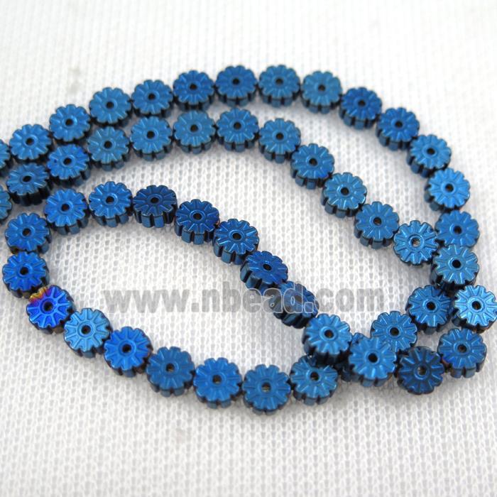 Plum blossom Hematite beads, blue plated