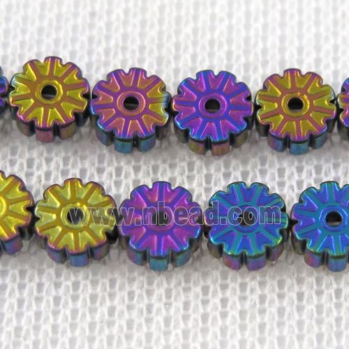 Plum blossom Hematite beads, rainbow