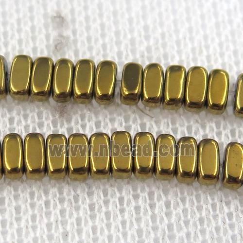 Hematite beads, oval, gold plated