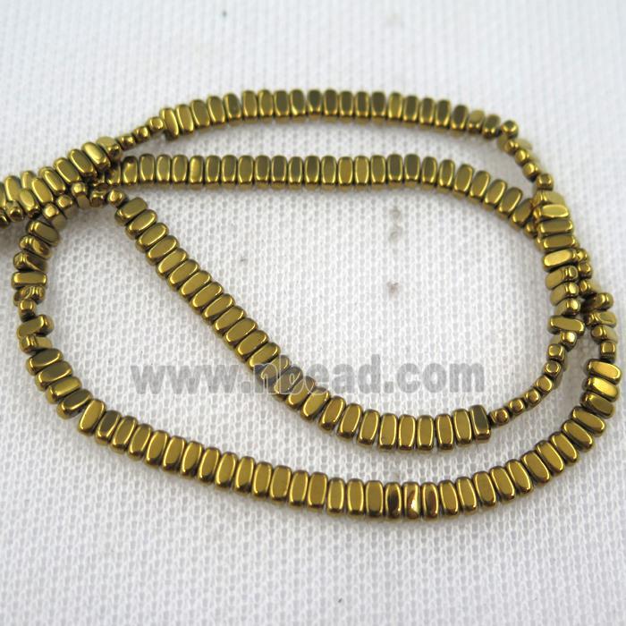 Hematite beads, oval, gold plated