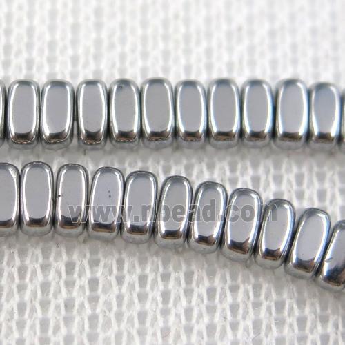 Hematite beads, oval , platinum plated