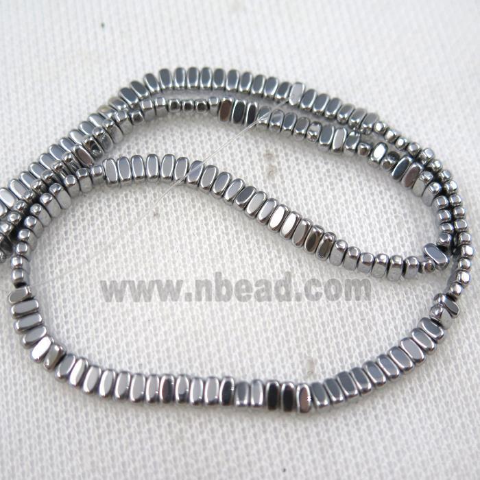 Hematite beads, oval , platinum plated