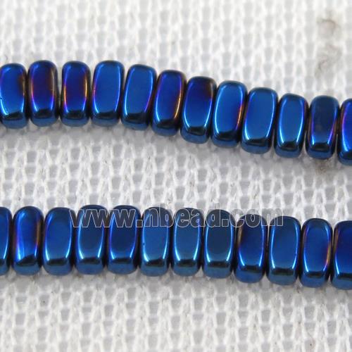 Hematite beads, oval, blue plated