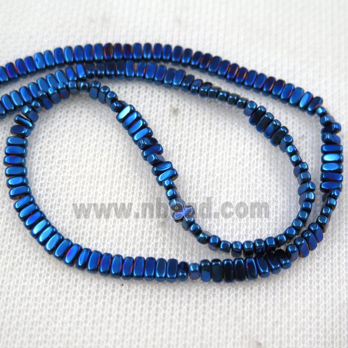 Hematite beads, oval, blue plated