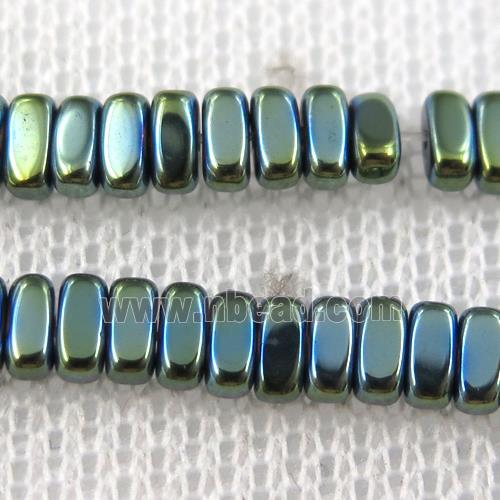 Hematite beads, oval, green plated