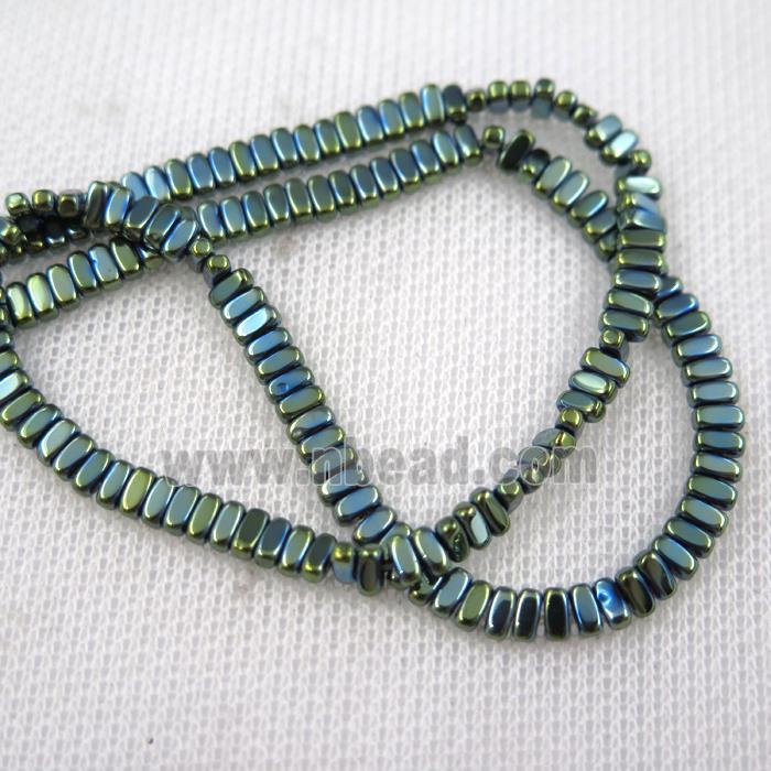 Hematite beads, oval, green plated