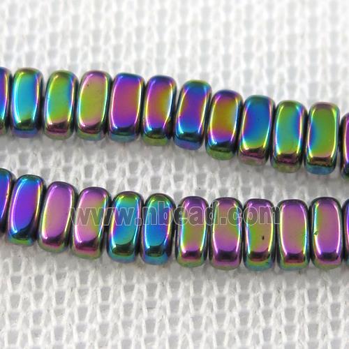 Hematite beads, oval, rainbow