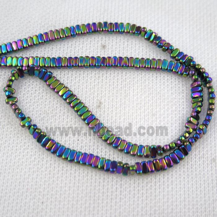 Hematite beads, oval, rainbow