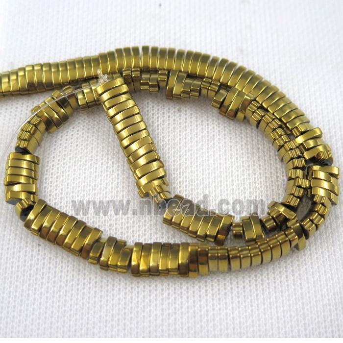 Hematite beads, oval, gold plated