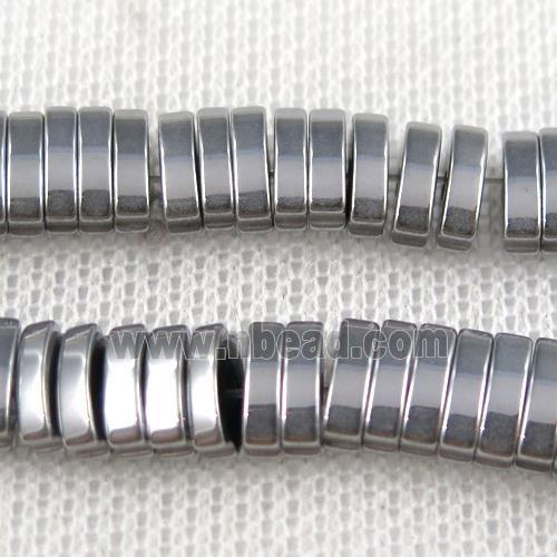 Hematite beads, oval, platinum plated