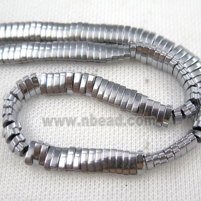 Hematite beads, oval, platinum plated