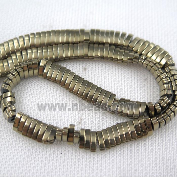 Hematite beads, oval, lt.golden