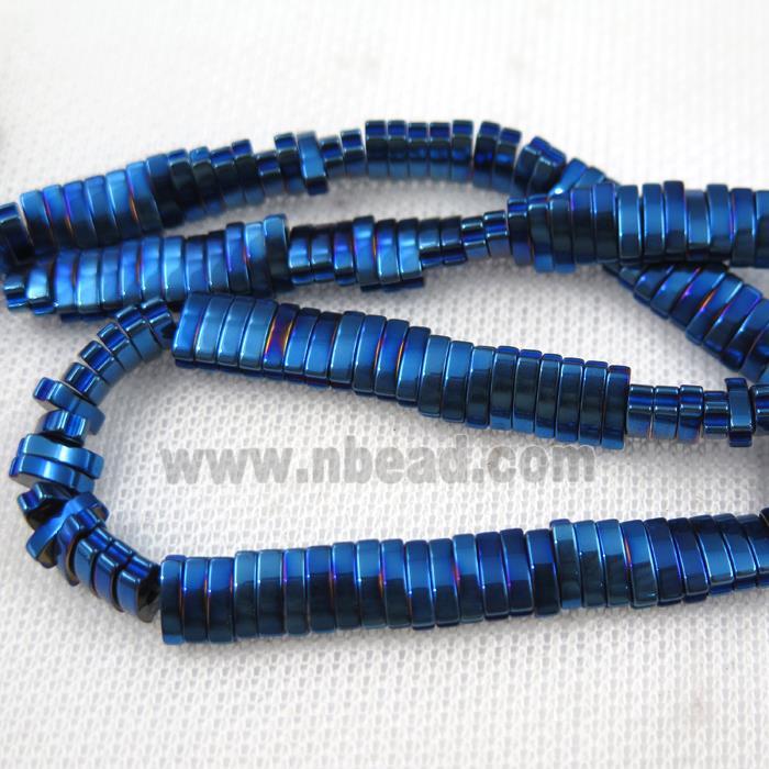 Hematite beads, oval, blue plated