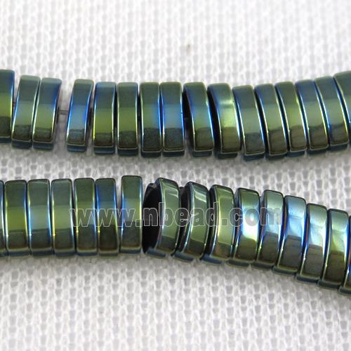 Hematite beads, oval, green plated