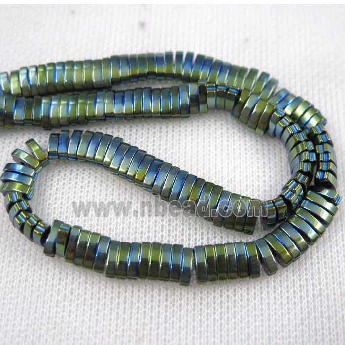 Hematite beads, oval, green plated