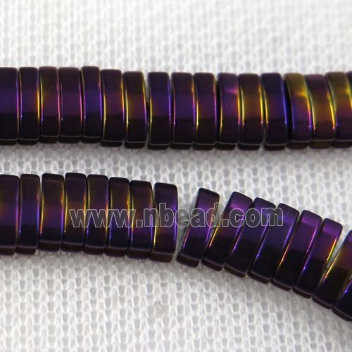 Hematite beads, oval, purple plated