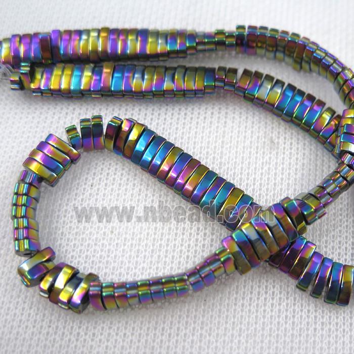 Hematite beads, oval, rainbow