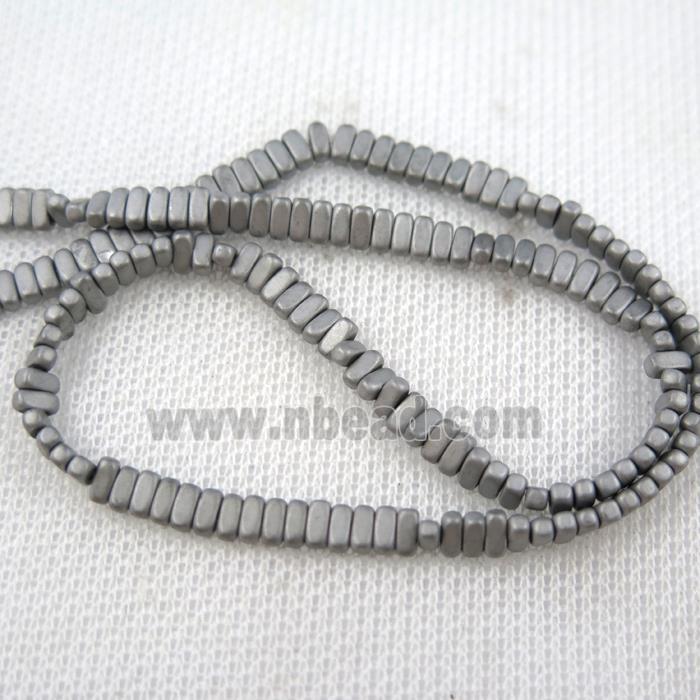 Hematite beads, matte oval, platinum plated