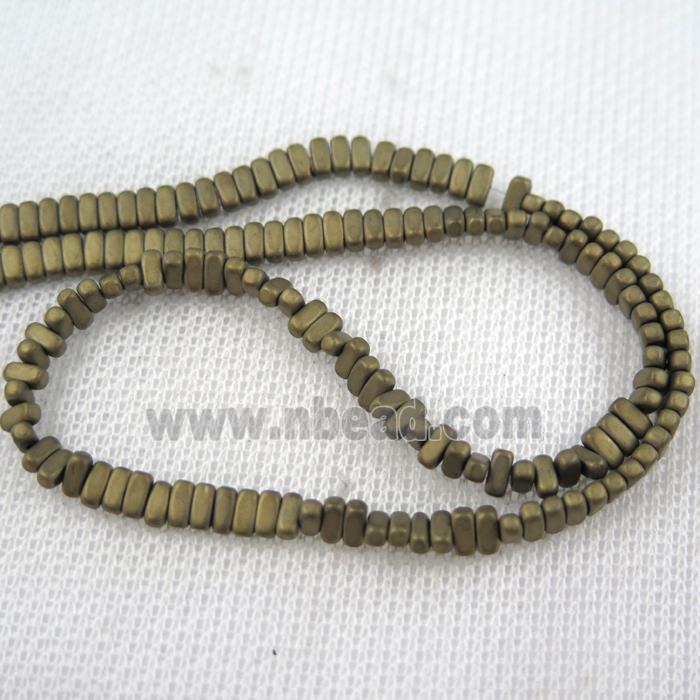 Hematite beads, matte oval, lt.golden